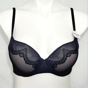 36B Dorina Zuri Push Up Demi Underwire Bra Black NWT‎